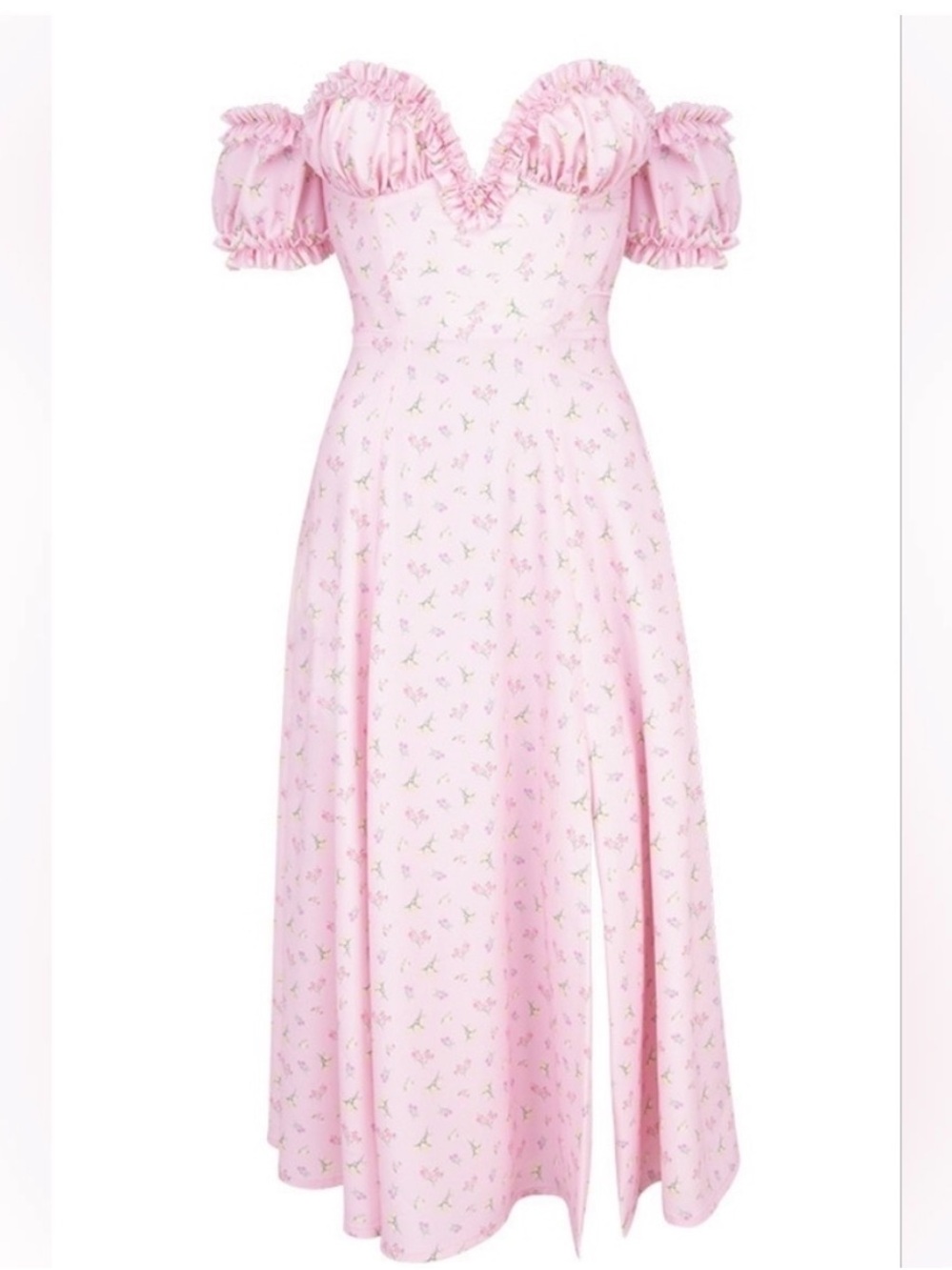 House Of CB Lauren Dress Small NWOT Pink Floral Midi Dress - Picture 4 of 9